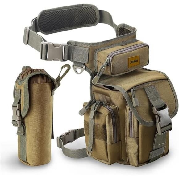 Drop Leg Bag for Men Tactical Metal Detecting Thigh Pack with Water Bottle Pouch - Picture 7 of 7